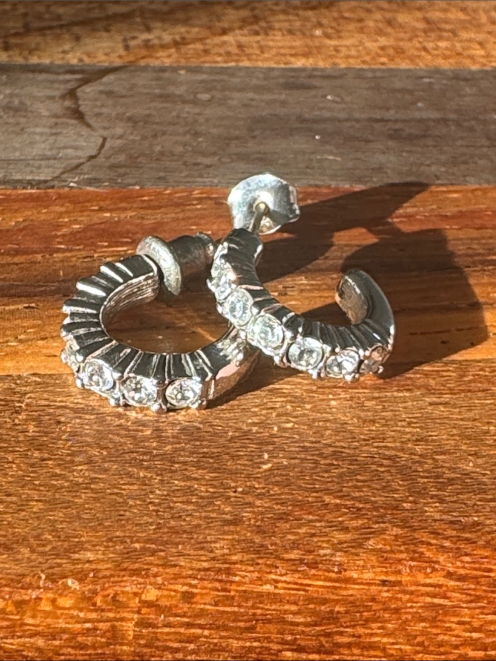 Silver Crystal Hoop Earrings - Women's Jewelry